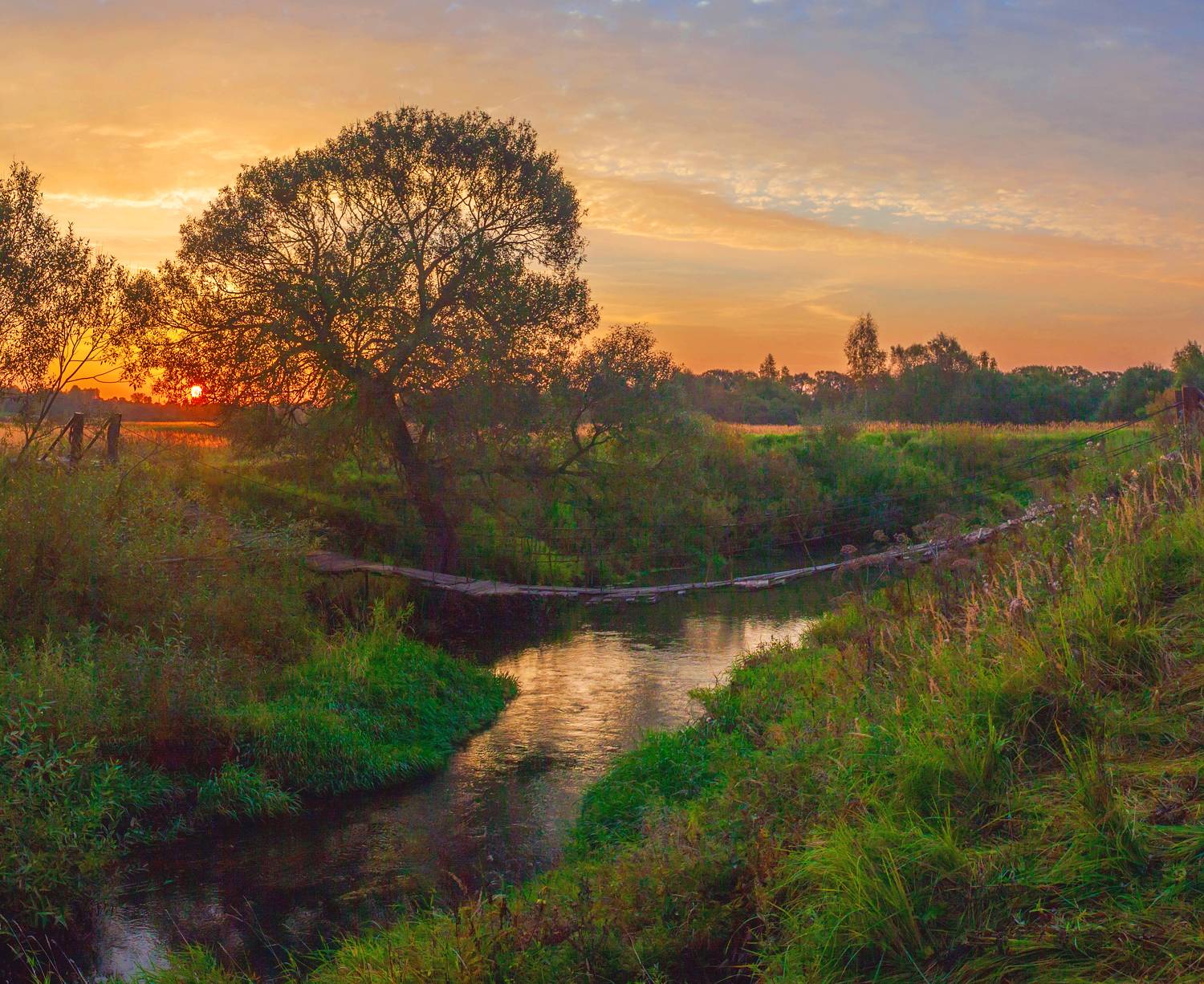 осень, река, мостик, Свистков Александр