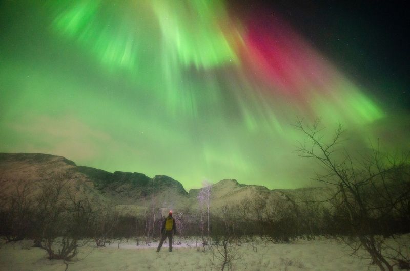Северное сияние в Хибинских горах фото превью