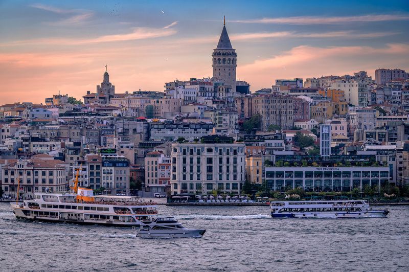 городской пейзаж, архитектура, Босфор, Стамбул Галатская башня, Стамбул фото превью