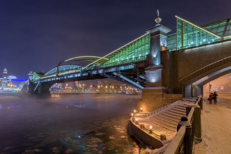 зима, река, мост, москва Мост Богдана Хмельницкого фото превью