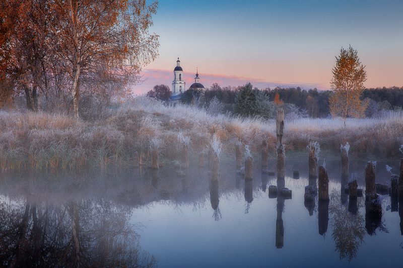 филипповское, владимирская область, октябрь, иней, туман Октябрь в Филипповском фото превью