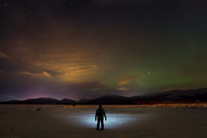 кольский полуостров, пейзаж, ночное фото, белое море Морозным вечером на берегу Белого моря. фото превью