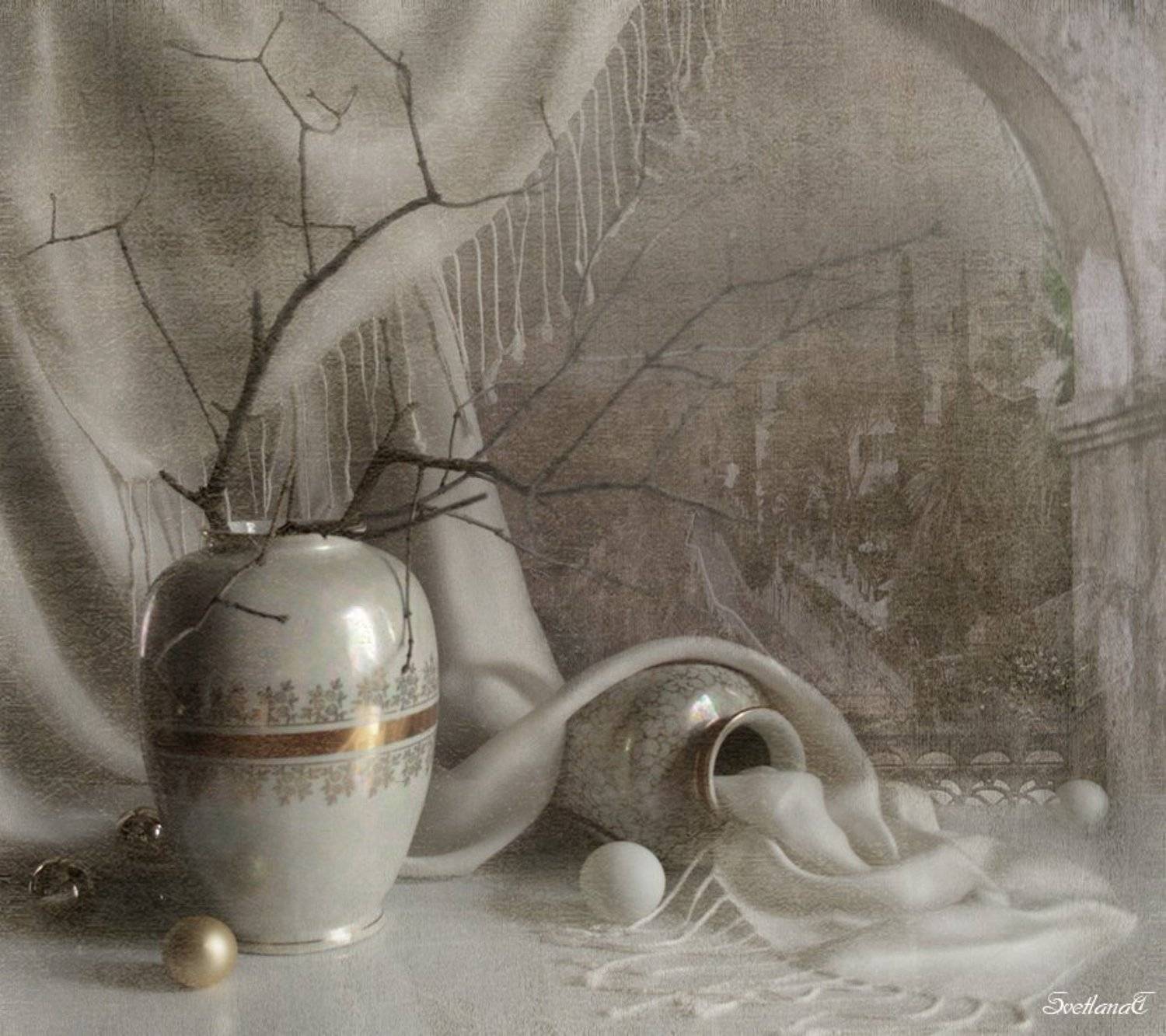 Белое, Вазы, Натюрморт, Фотонатюрморт, Шары, Svetlana Tkachenko