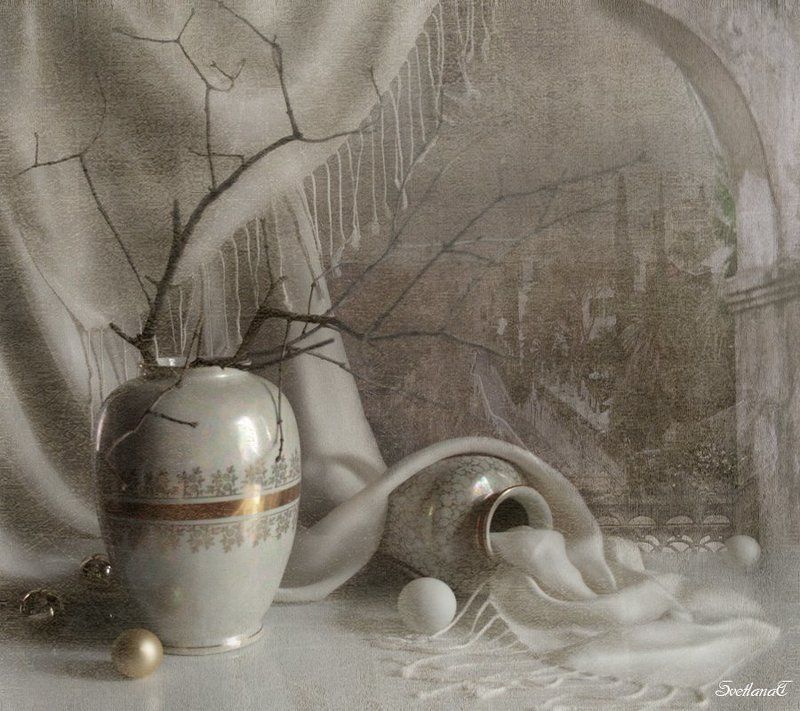 Белое, Вазы, Натюрморт, Фотонатюрморт, Шары  фото превью