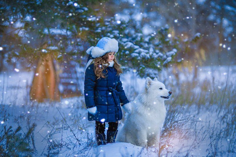 девочка зима лес winterforest girl зима фото превью