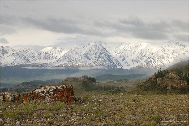 Горный алтай, Курайская степь, Северо-чуйский хребет Серое небо над Кураем фото превью
