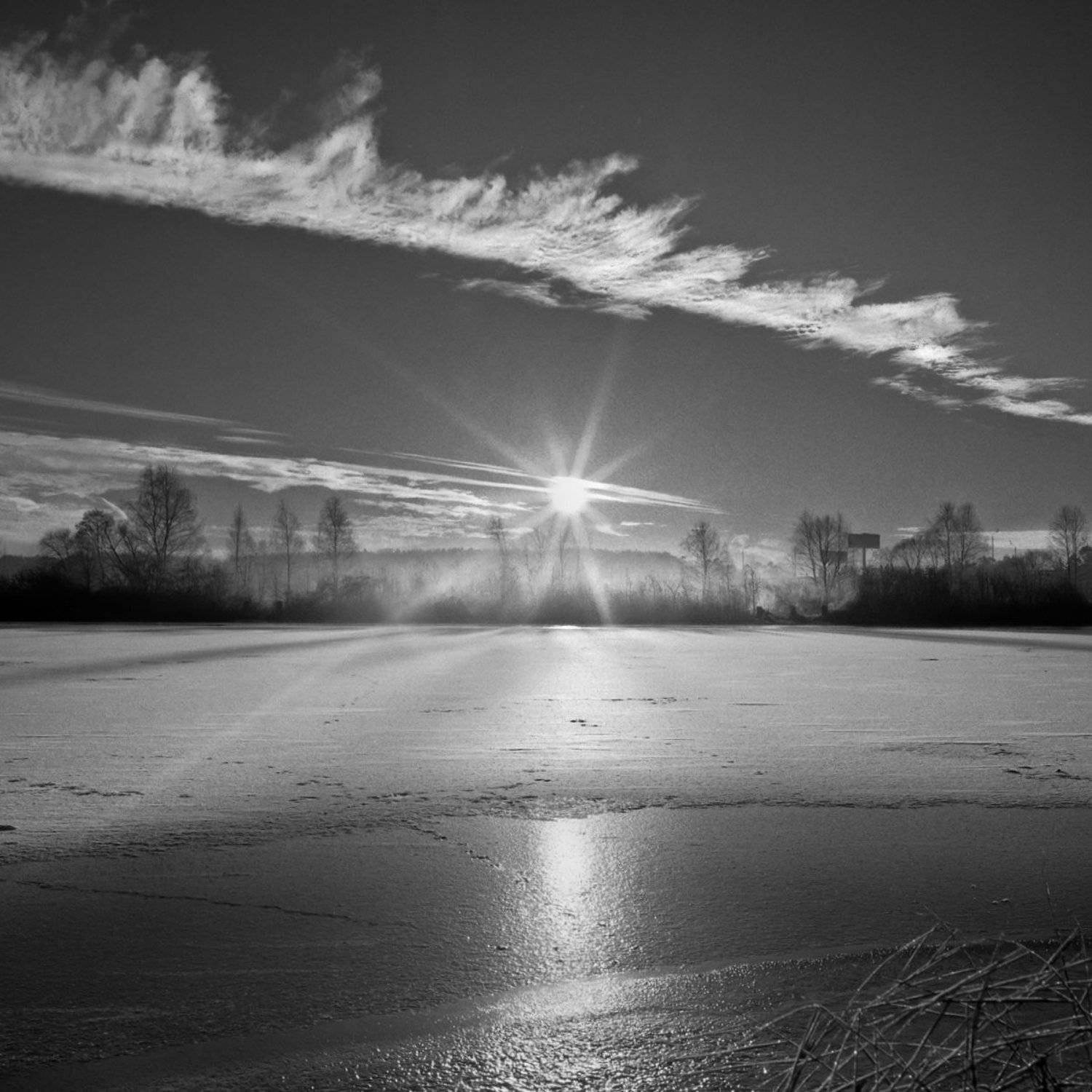 Мороз., Москва-река., Облака., Рассвет., Утро., Александр Резников