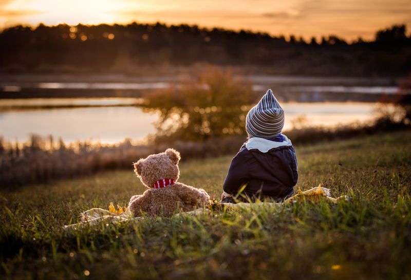 Child, Children photography, Landscape, Teddy bear Friends фото превью