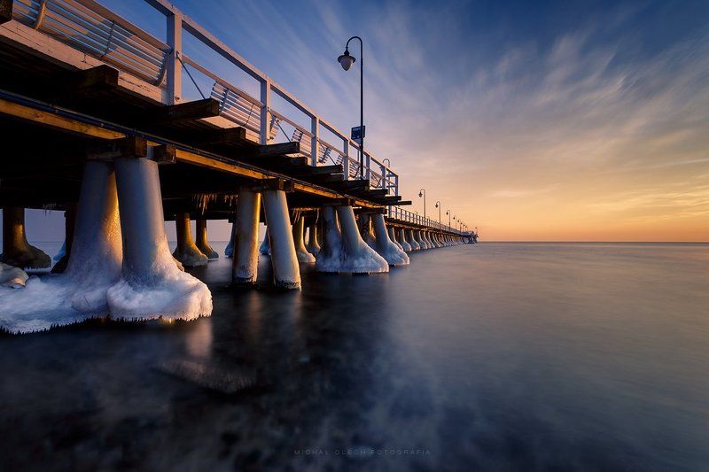 балтийское море, гдиня, польша, восход Золотое утро фото превью