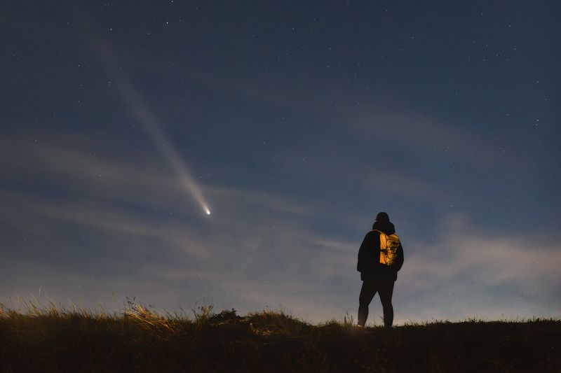comet, night, sky, stars, exposure, nikon, mood Comet hunting фото превью