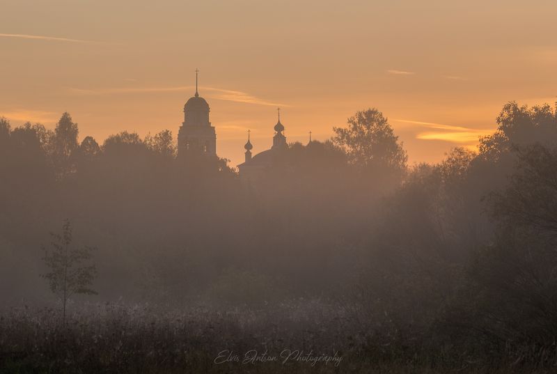 пейзаж, кологрив, церковь, храм Утро туманное фото превью