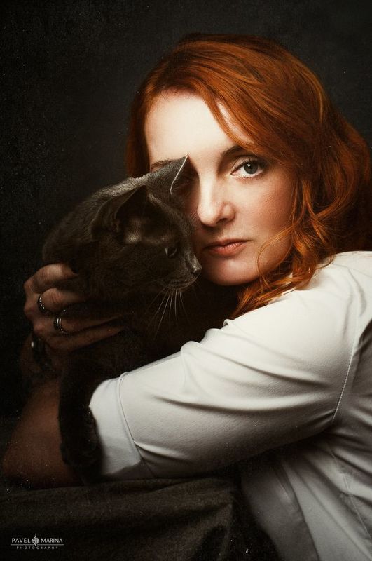 девушка и котик фото превью