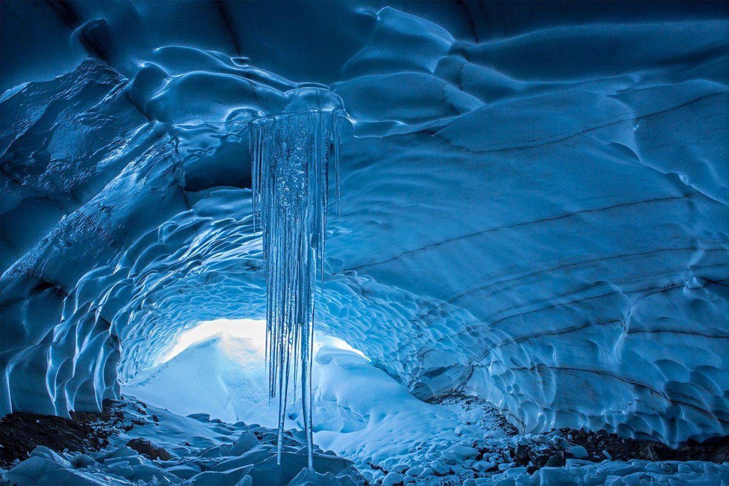 Камчатка, вулкан, пещера, лед, снег, зима, Денис Будьков