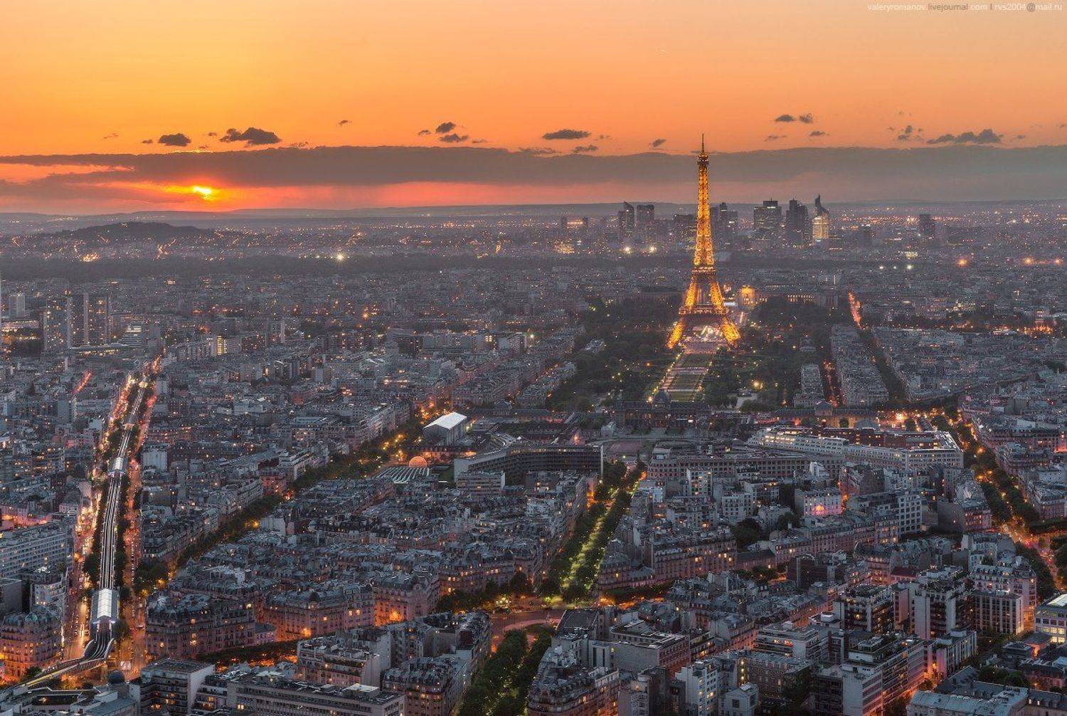 эйфелева башня, Монпарнас, Париж, Франция, закат, город, Валерий Романов