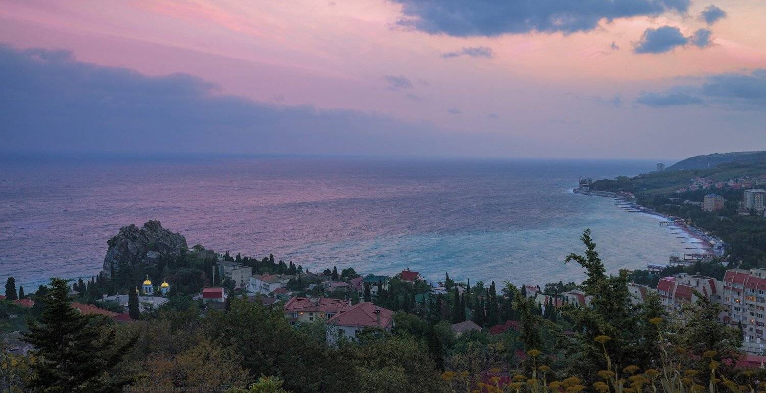 Вечр, Гурзуф, Закат, Крым, Море, Храм, Чёрное море, Виктор Климкин
