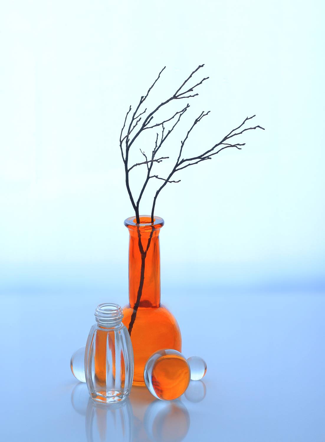 ваза, стекло, шары, ветка, осень, зима, Галина Лоскутова