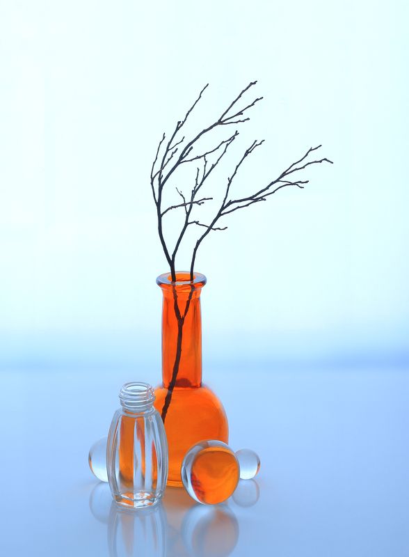 ваза, стекло, шары, ветка, осень, зима Зима на горизонте фото превью