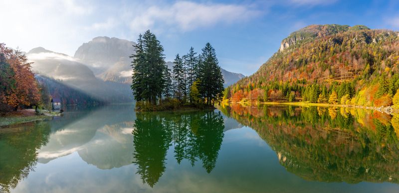 autumn, italy, mountains, predil, lago del predil, dolomites Autumn in Italy. Lago del Predil. фото превью