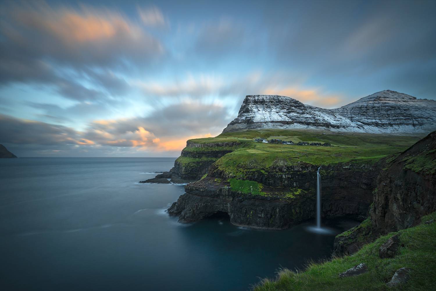 landscape, nature, scenery, sunrise, morning, sea, rocks, waterfall, longexposure, пейзаж, рассвет, faroe, Александър Александров