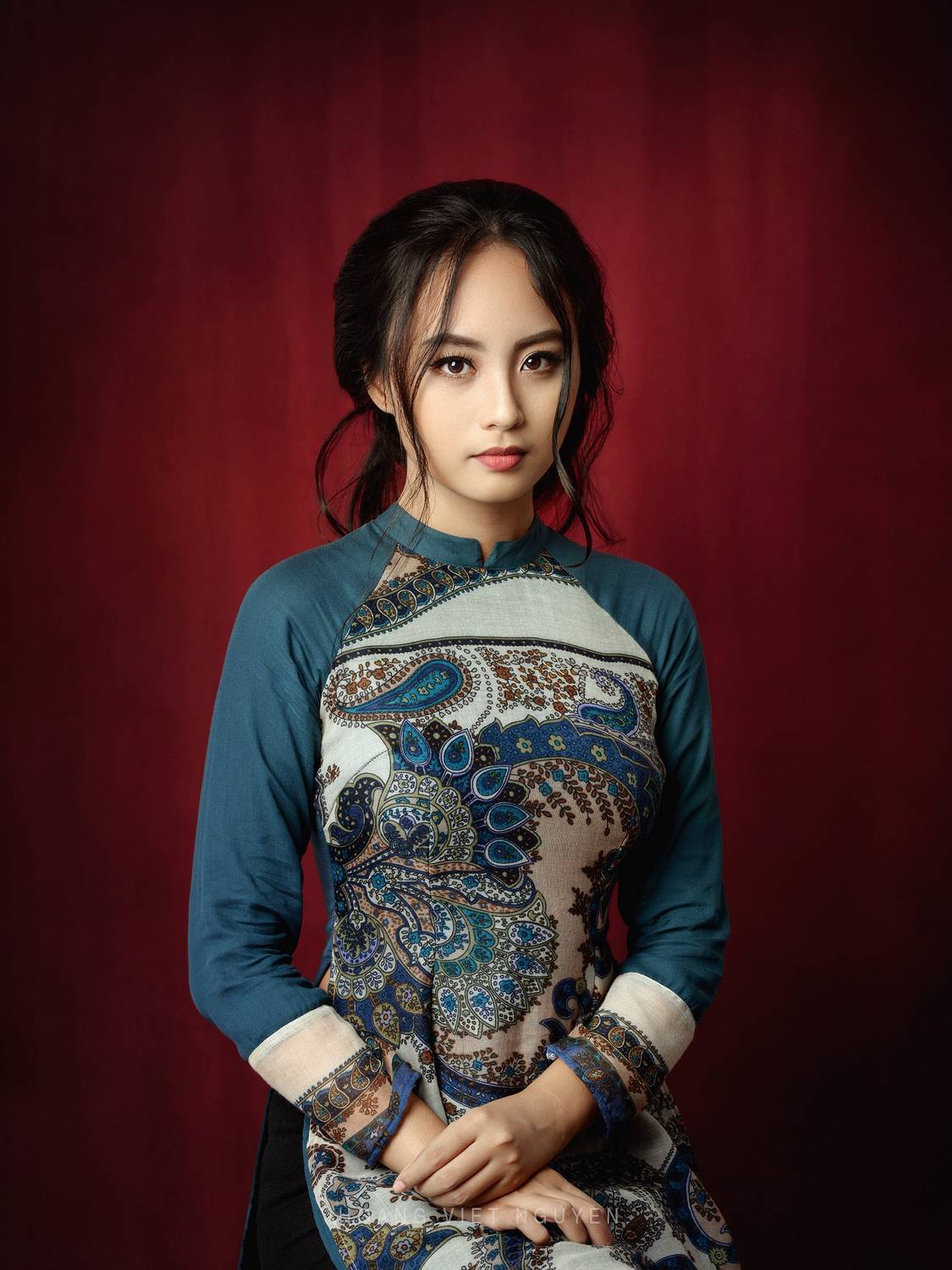 portrait, face, asian, vietnamese, vietnam, beauty, traditional dress, long dress, dress, Hoang Viet Nguyen