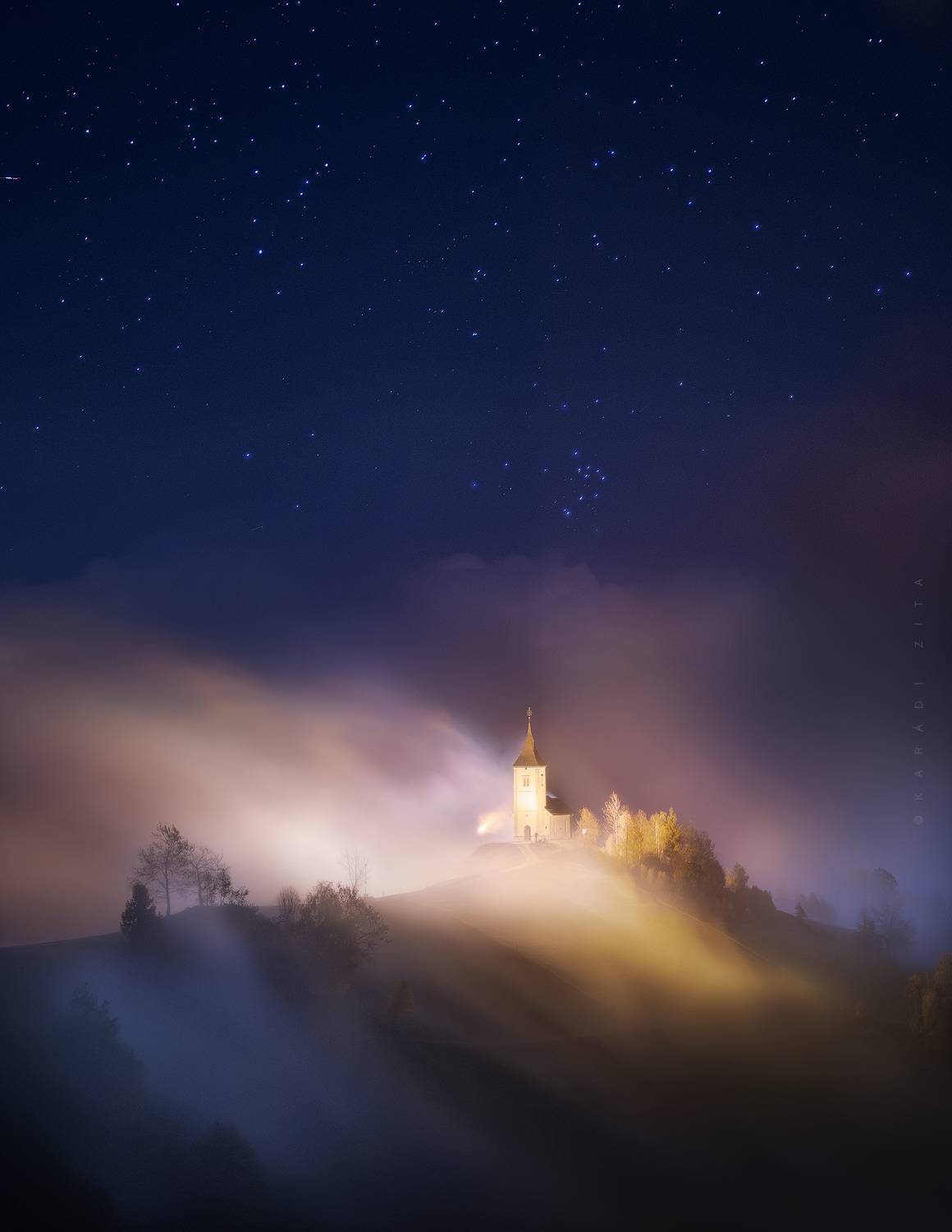 slovenia, longexpo, chapel, church, landscape, nightphotography, sky, stars, mountains, mountainscape,, Kar&aacute;di Zita
