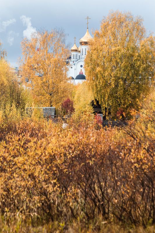 природа, пейзаж, осень, храм, сыктывкар, коми  фото превью
