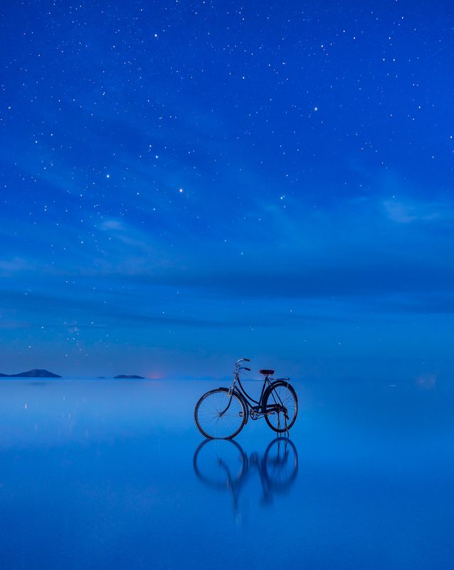 велосипед, отражение, звезды *** фото превью