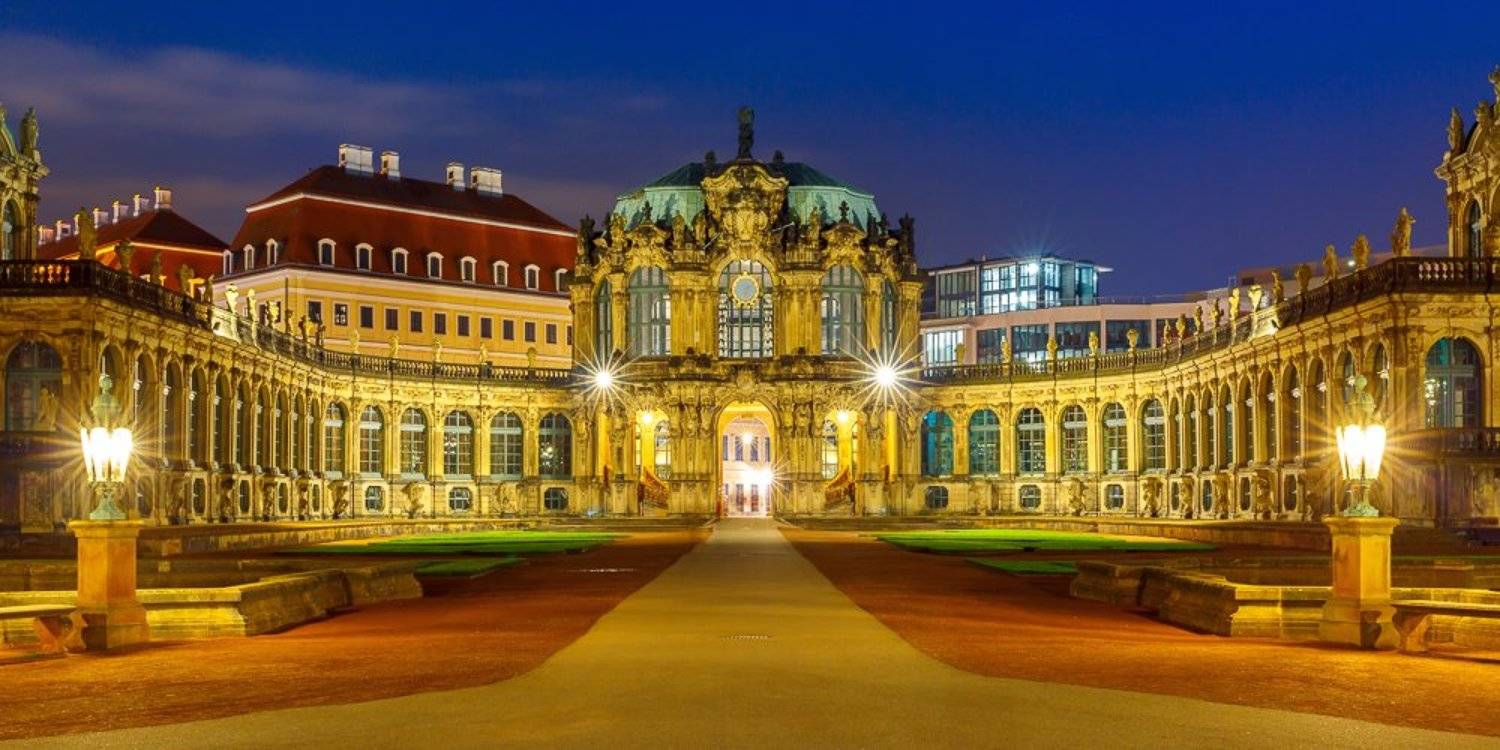 Zwinger, Dresden, Saxony, Germany, europe, night, medieval, town, blue hour, gold, german, central europe, wallpavillon, museum, palace, Rococo style, panorama, deutschland, pavilion, place, Коваленкова Ольга