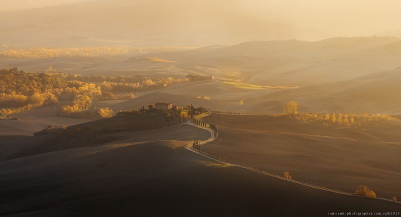вилла,долина,виноградники,италия,кипарис,осень,панорама,тоскана,вечер,пьенца,валь д\'орча,sony,a7r Италия. Тоскана. Долина Val d’Orcia на закате. фото превью