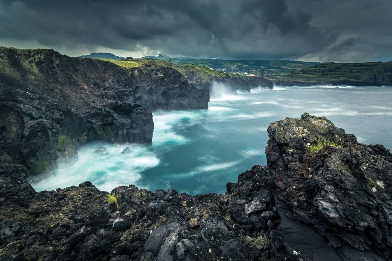 португалия, прибой, океан, сан, мигель, тучи, настроение, Марк Сивак