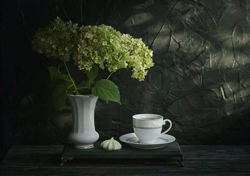 Чашка чая и гортензия..