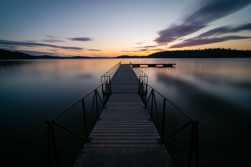 длинная выдержка, озеро, вечер Озеро фото превью