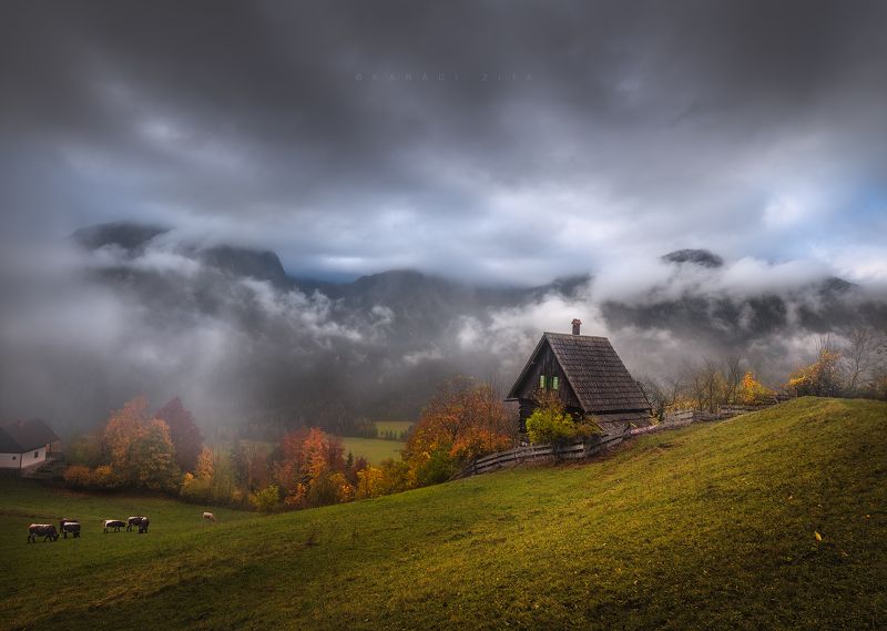 slovenia, longexpo, chapel, church, landscape,  sky, stars, mountains, mountainscape, foggy, Little Hut фото превью
