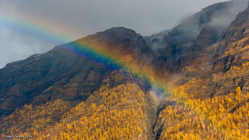озеро дюпкун, плато путорана, радуга, скалы, лиственницы, водопады, осень, курейка, предзимье, лиственницы, таймыр, заполярье, владимир коваль Радужный Дюпкун фото превью