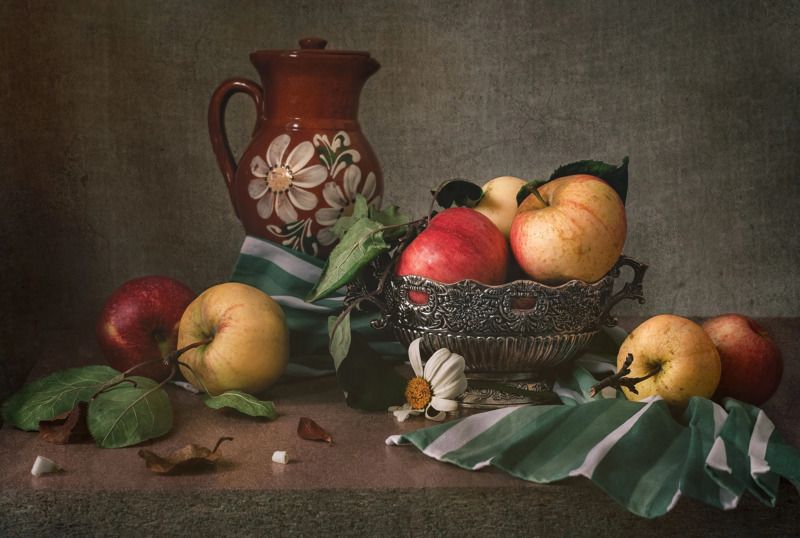 #яблоки #зеленый #натюрморт #сад #винтаж Яблочки садовые фото превью