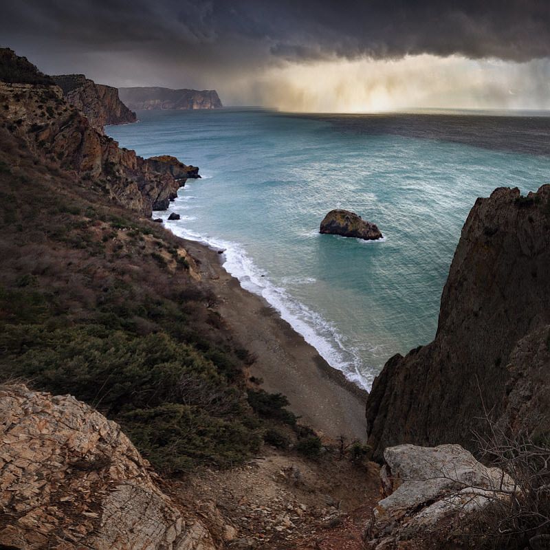 крым, фиолент, севастополь, яшмовый, георгивский, пляж, море, горы, крест, скала, балаклава, камни, ветер, лучи, тучи, солнце, дождь *** фото превью