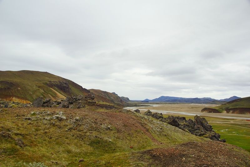 landscape, valley, mountains, snow, light, nature, hiking, terrain, color Landmannalaugar фото превью
