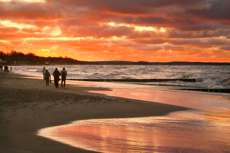 природа. море, небо, облака, солнце, закат Три стадии одного заката фото превью