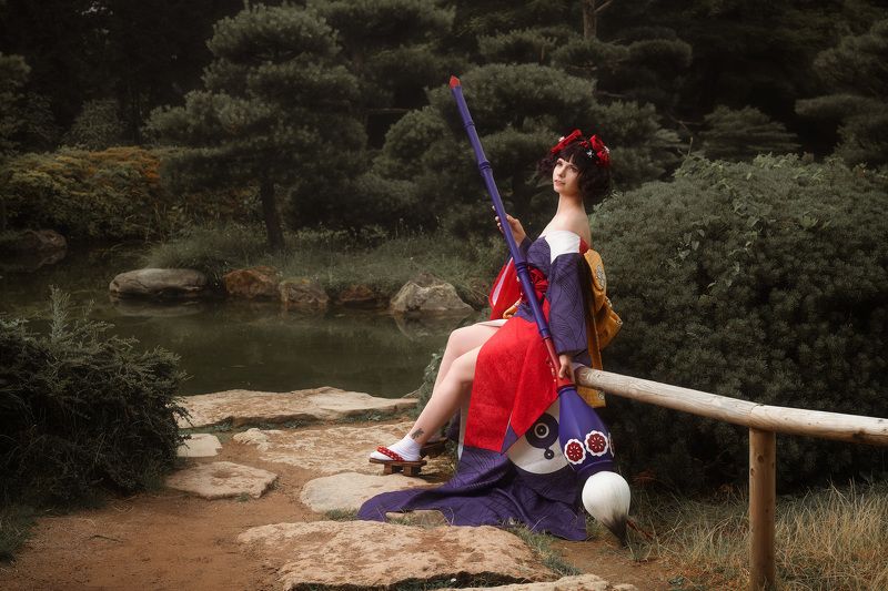 косплей гейша сад cosplay Хокусай фото превью