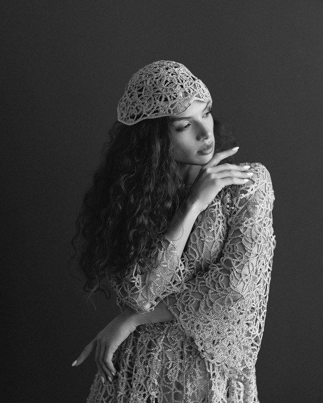 Кружева, фотография, фотосессия, чб, женский портрет   фото превью