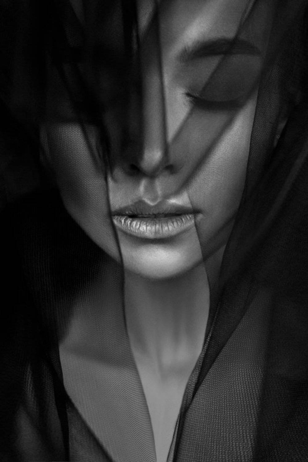 Beautiful, Black and white, Bw, Girl, Light, Lips, Portrait, Shadow, Виктор Корнеев