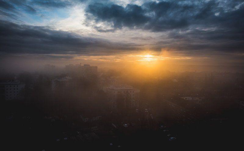 утро,город,туман,восход,солнце, утро туманное.. фото превью