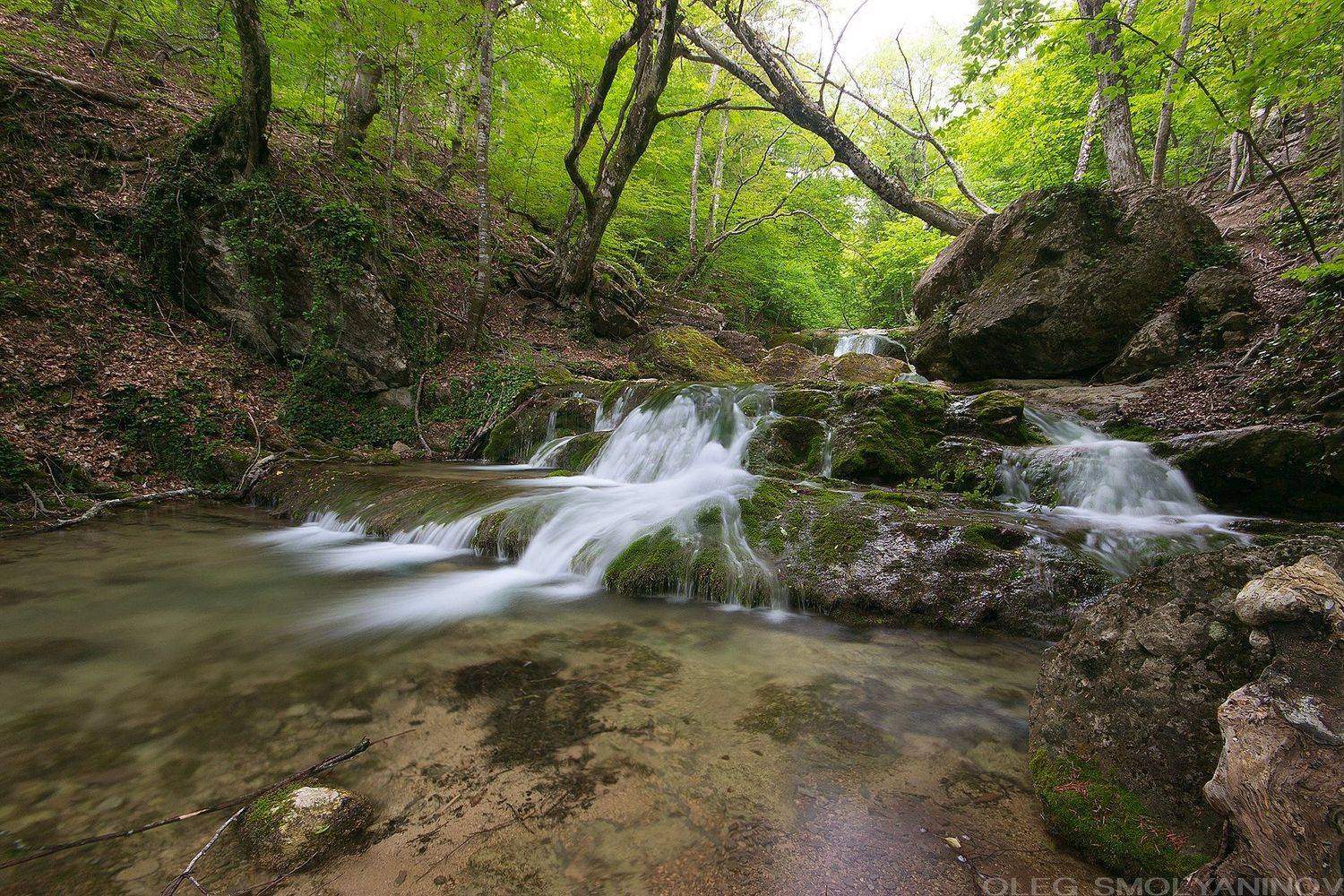 водопад река лес пейзаж, Олег Смолянинов