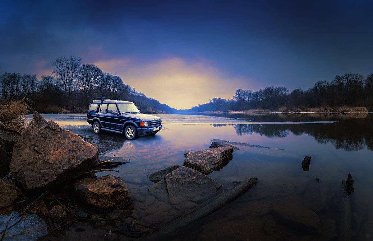 land rover, discovery, landscape, 4x4, offroad,river, Odra,car, automotive, Wojciech Grzanka