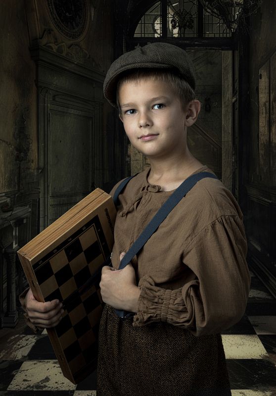 Шахматы, подтяжки, мальчик, игрок, винтаж Шахматист фото превью