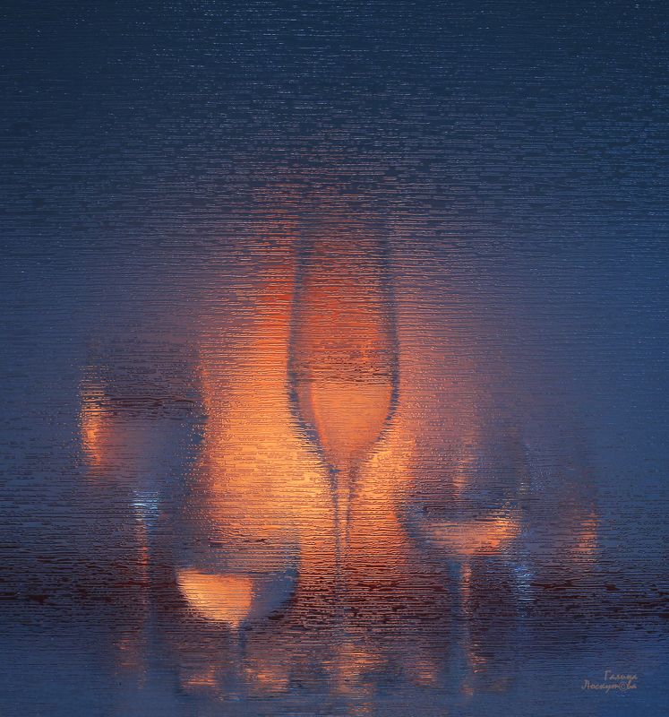 натюрморт, контровой свет, рюмки, стекло, вечер Разлитый свет фото превью