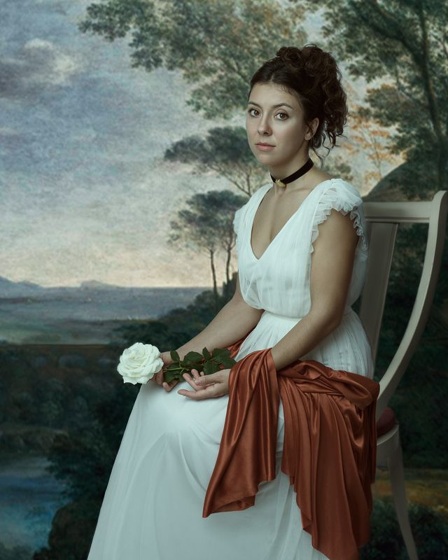 Girl with rose фото превью