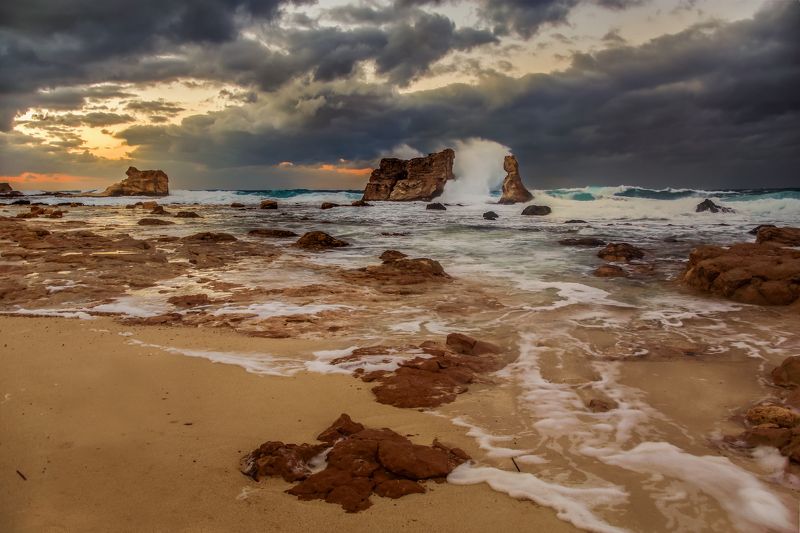 море, волны, пейзаж, вода, облака, тучи, вечер Шторм фото превью