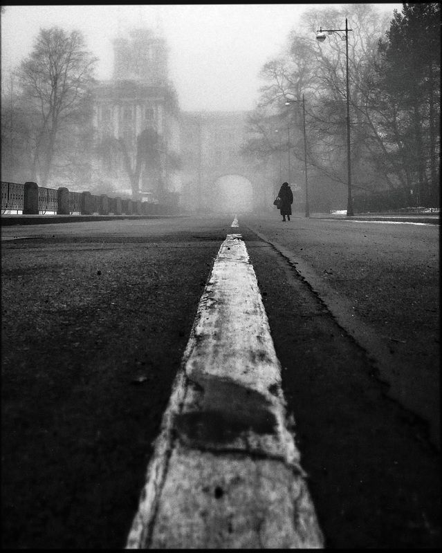 туман, утро, туманное утро, чб, черно белое, репортаж  фото превью