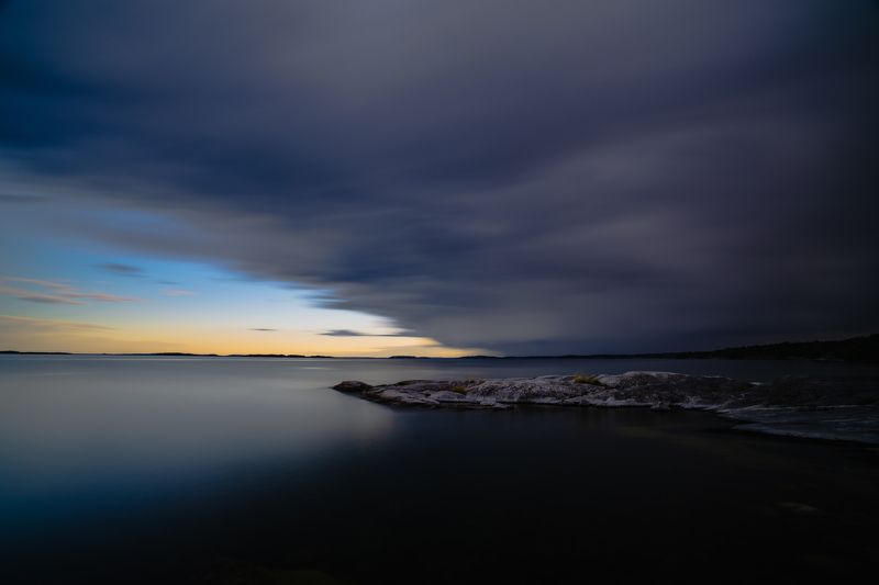 длинная выдержка, архипелаг, море, скалы Перед бурей фото превью